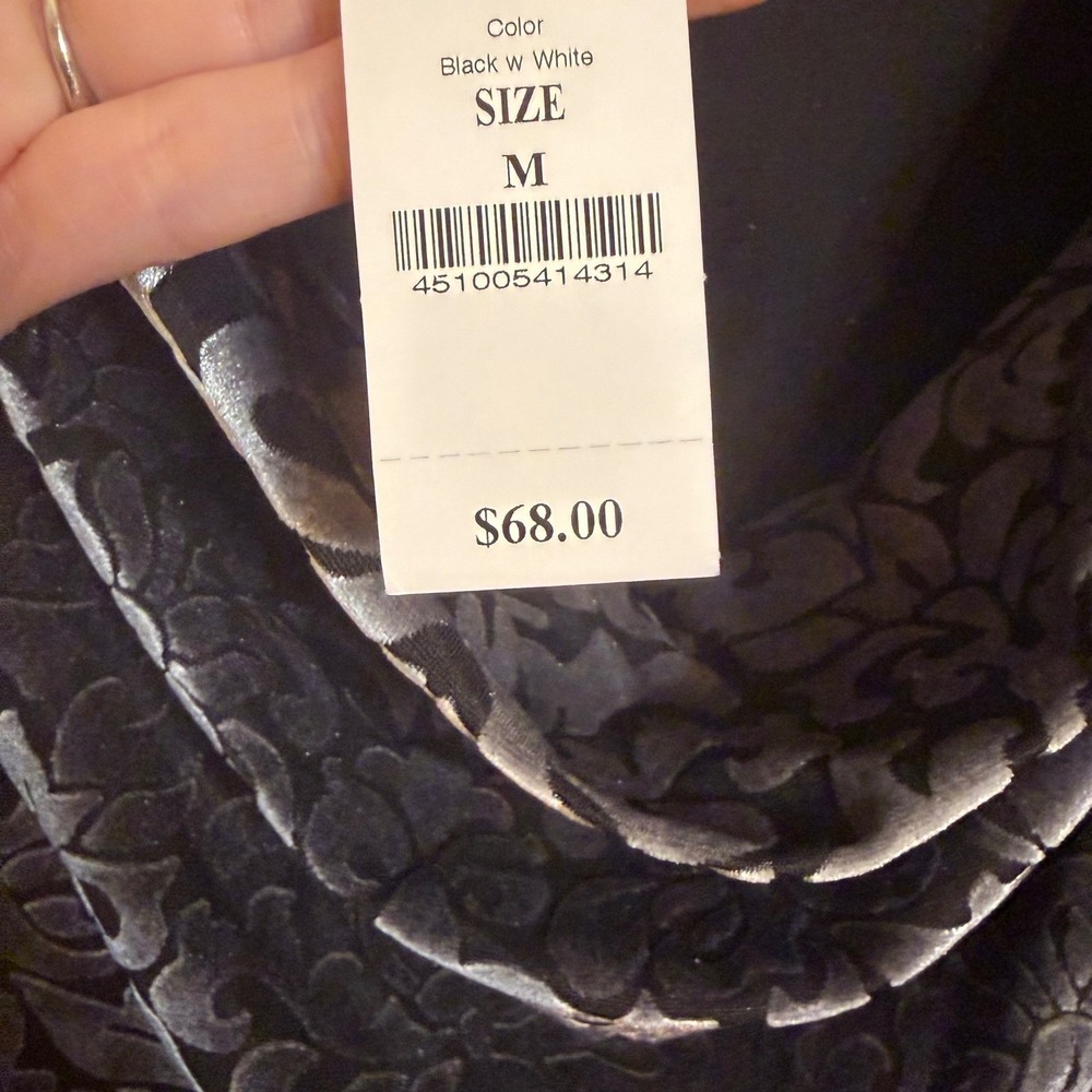 White House Black Market Velvet Damask Burnout Cowl Neck Top Medium NWT - Picture 3 of 8